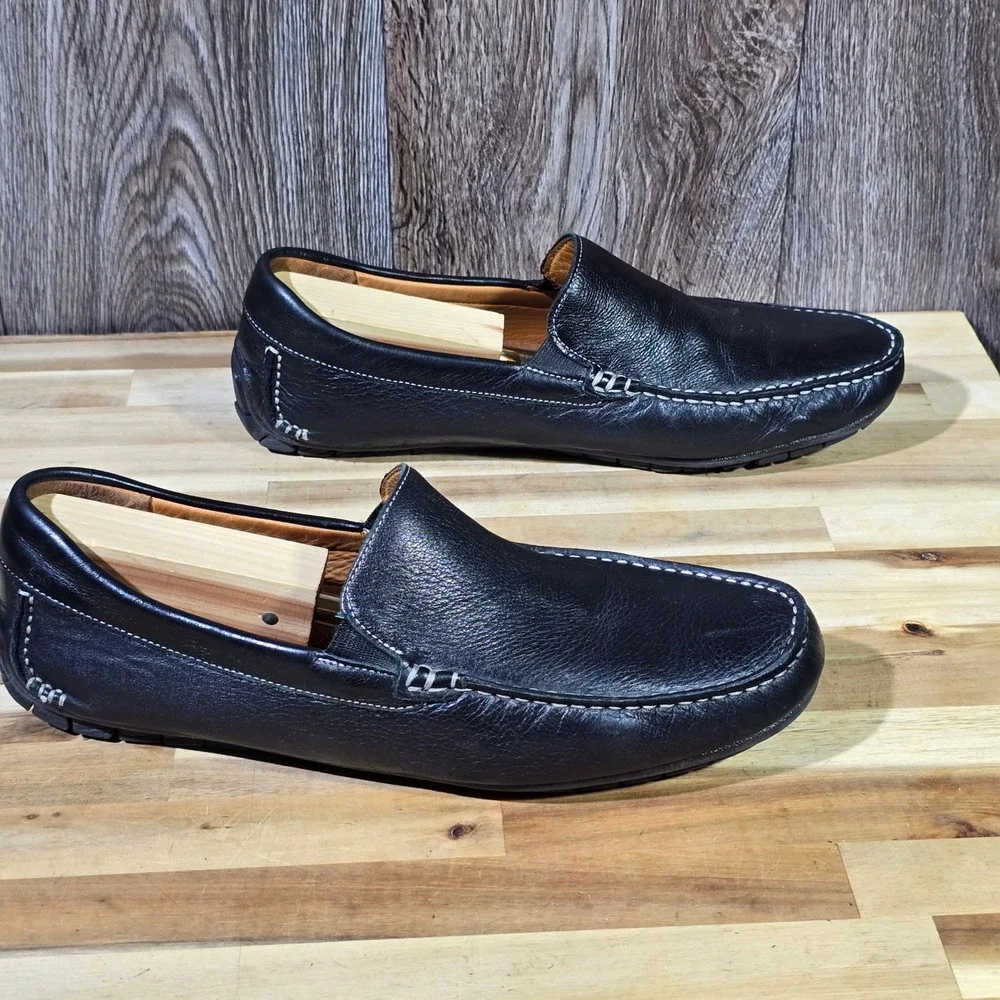 Johnston & Murphy McGuffey Loafer Black Leather Sheepskin Slip On Size 11 M Men‎